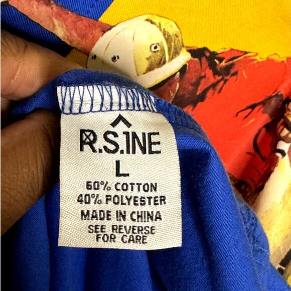 R.S.1NE Mens Blue & Yellow Short Sleeve RS-1 Sports T-Shirt Size Large - Picture 7 of 8